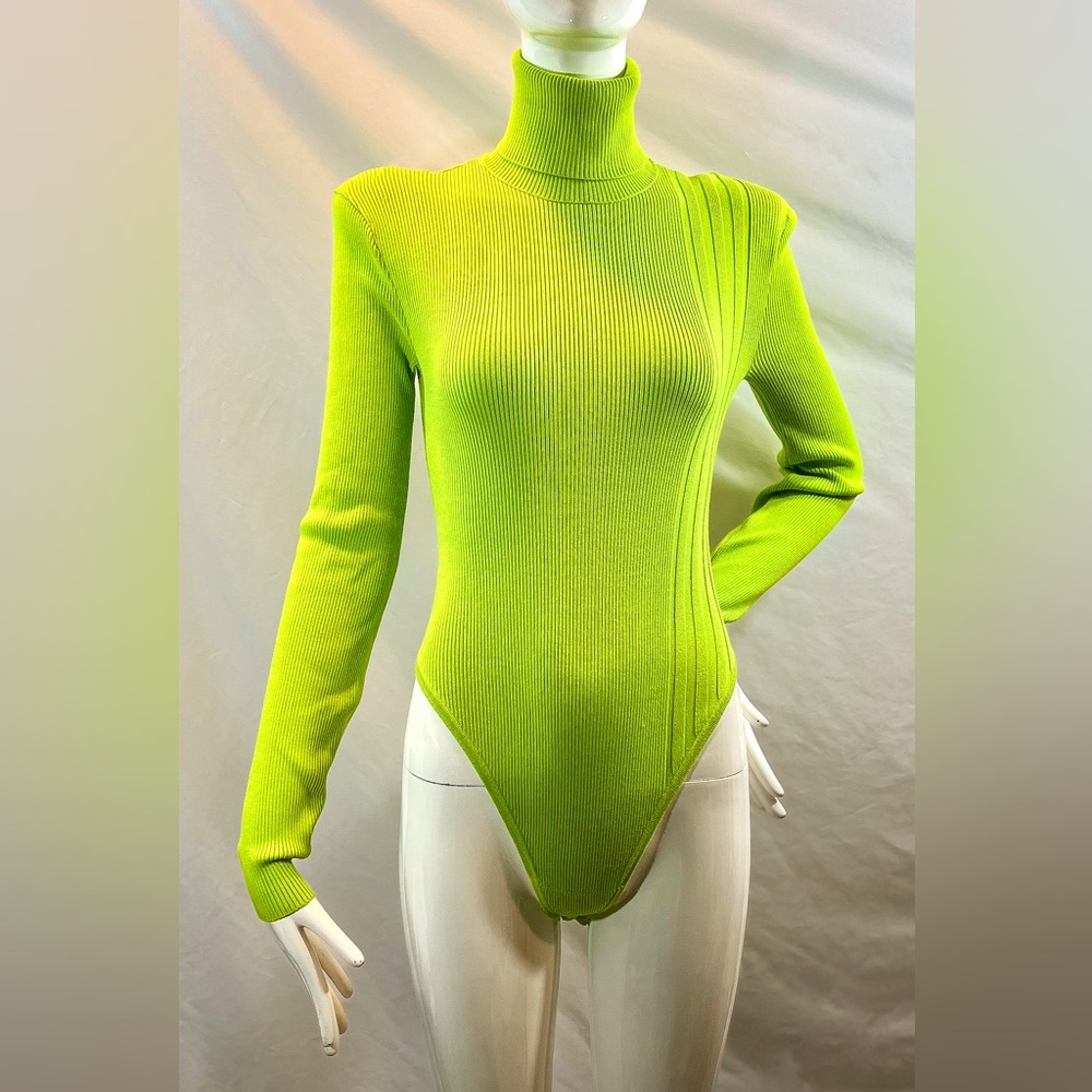 IVY PARK Neon Green Ribbed Bodysuit